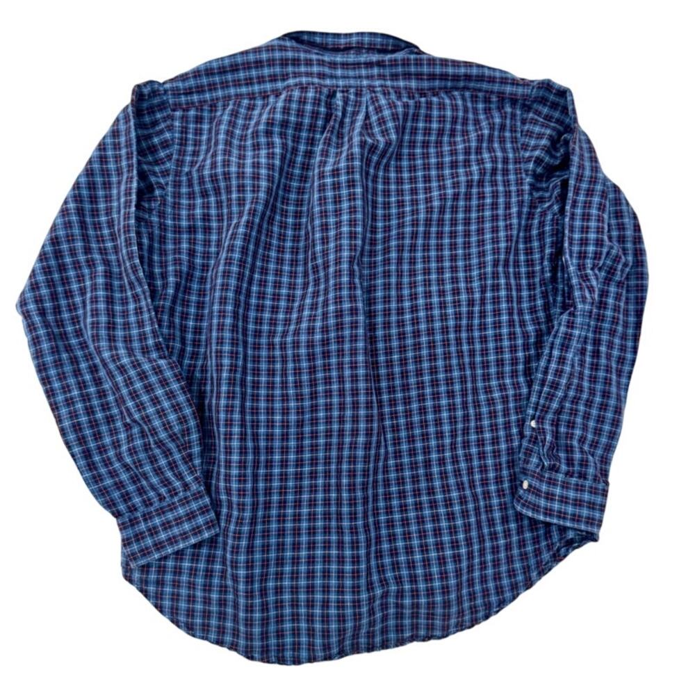 Ralph Lauren Classic Fit Blue Plaid Cotton Button Down Shirt Men's Large Preppy - Picture 3 of 16